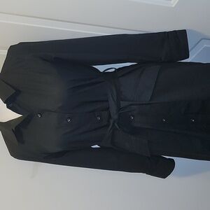 Banana Republic Women's Black Shirt dress Midi Small Belted Cotton Long Sleeve